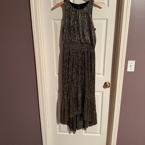 Banana Republic Metallic Sleeveless High-Low Dress, Size 8 - Picture 1 of 7